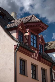 Historic roof elevator bay, Geiersberg 15, Nuremberg, Middle Franconia, Bavaria, Germany, Europe