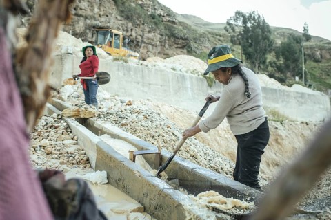 Women working in a kaolin mine, Pachacayo, Peru, South America