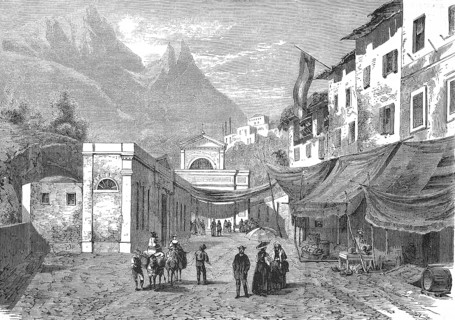 Casamicciola Terme on the island of Ischia, 1869, Gulf of Naples, Italy, Historic, digitally