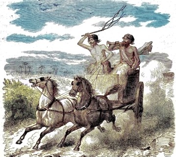 Stagecoach of the Royal Postal Administration of British India in English India in 1869, Historic,