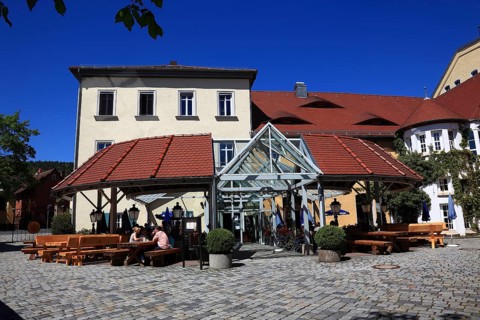 Brewery inn, beer garden and restaurant of the Mönchshofbräu in Kulmbach, Upper Franconia, Bavaria,