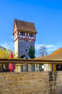 Historic Zeughaus Tower Bad Urach, Swabian Alb, Baden-Württemberg, Germany, Europe