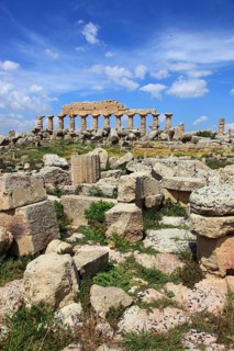 Selinunte, remains of the temples of the acropolis in the archaeological site of Selinunte, Trapani