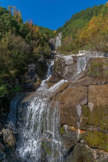 Riepenbach waterfall at Schlegeisspeicher, forest, autumn colours, Ginzling, Zillertal, Zillertal