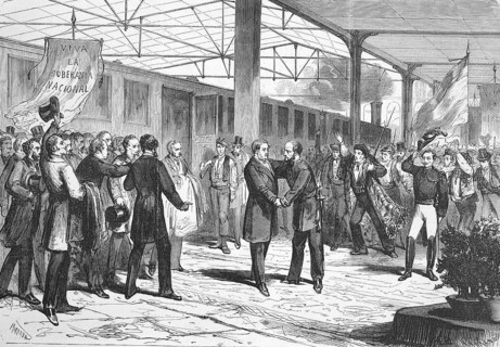 Arrival of Salustiano de Olozaga y Armandoz (8 June 1805 to 26 September 1873) Spanish writer,