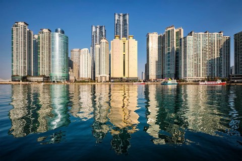 Marine city expensive and prestigious residential area skyscrapers in Busan, South Korea, Asia