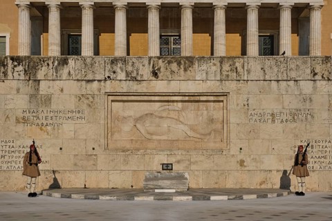 ATHENS, GREECE, MAY 20, 2010: Changing of the presidential guard Evzones in front of the Monument