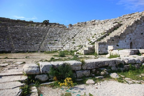 The Greek theatre in the former ancient city of Segesta, the province of Trapani, Sicily, Italy,