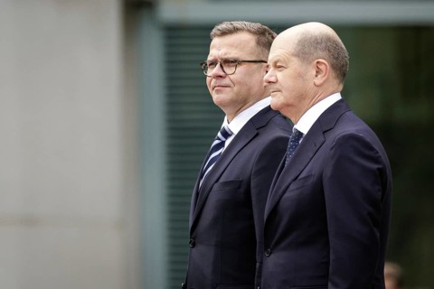 (R-L) Olaf Scholz, Federal Chancellor, receives. Petteri Orpo, Prime Minister of the Republic of