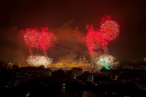 Fireworks over the Old Town of Dresden