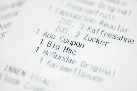 Mc-Donalds receipt, coupon, voucher, Baden-Württemberg, Germany, Europe