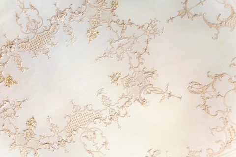 Stucco ceiling in Bernstadt Castle, today municipal administration and local history museum,