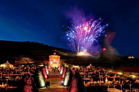 Summer night ball at Wackerbarth Castle. Schloss Wackerbarth or Wackerbarths Ruh' is a baroque