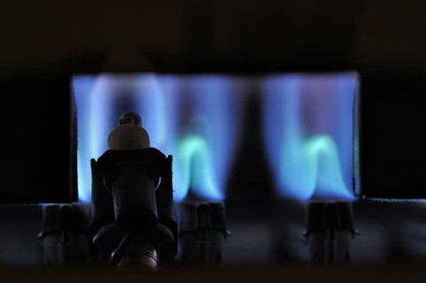 Gas flame of boiler