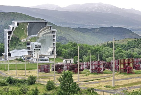The solar furnace, Four solaire d'Odeillo at Odeillo in the Pyrénées-Orientales, Pyrenees, France,