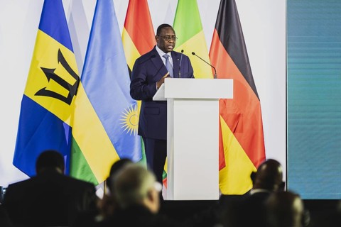 Macky Sall, Praesident von Senegal, aufgenommen im Rahmen der Einweihungszeremonie fuer die