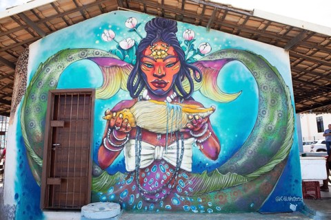 Mural at the Casa do Peso dos Pescadores or Fishermen's Weigh House, Rio Vermelho fishing area,