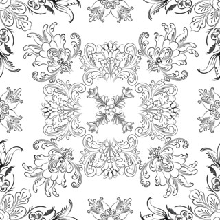 Hand drawn seamless floral pattern on a white background, vector textile template