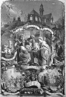 Christmas, Christmas Eve, Birth of Jesus Christ depicted with the manger, 1869, France, Historic,