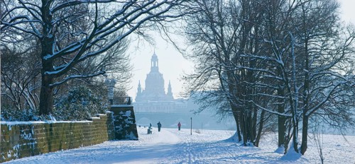 Dresden silhouette in winter