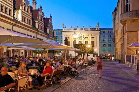 Old trading exchange at the Naschmarkt in Leipzig