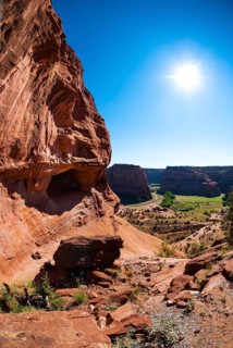Backlight, sun in Chelly Canyon National Park, Arizona, USA, North America