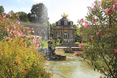 Waterworks and New Palace with Temple of the Sun at the Hermitage in Bayreuth, Upper Franconia,