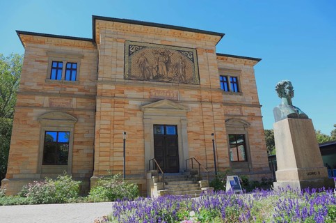 The Villa Wahnfried, Haus Wahnfried, former home of Richard Wagner, in front of it the bustle of