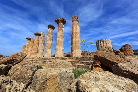 In the Parco Valle dei Templi di Agrigento, Unesco World Heritage Site, remains of the ancient city