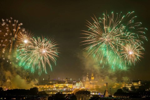 Fireworks over the Old Town of Dresden