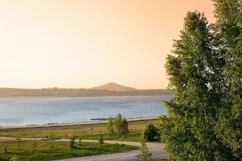 Lake Berzdorf is a former open-cast mine and is currently being flooded