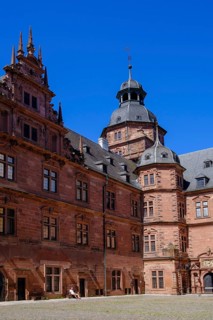 Inner courtyard, Johannisburg Castle, Aschaffenburg, Lower Franconia, Bavaria, Germany, Europe