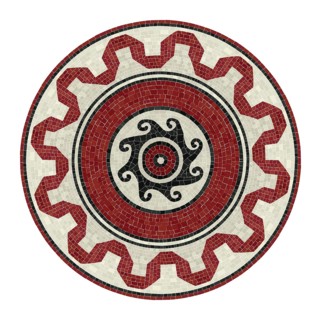 Vector round design element, mosaic tiles pattern in colors