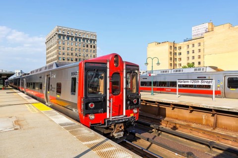 Metro-North Railroad commuter trains at Harlem 125th Street station in New York, USA, North America