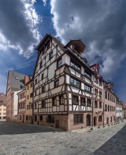 Historic half-timbered houses, Obere- und Untere Krämergasse 16 and 18, Nuremberg, Middle