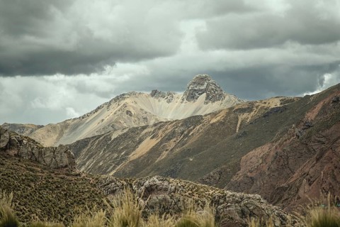 Andean highlands, view to the west from the Ticlio Pass, Alto de Ticlio, Peru, South America