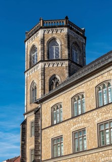 Tower of Gymnasium Augustum, Klosterplatz, Görlitz, Goerlitz, Germany, Europe