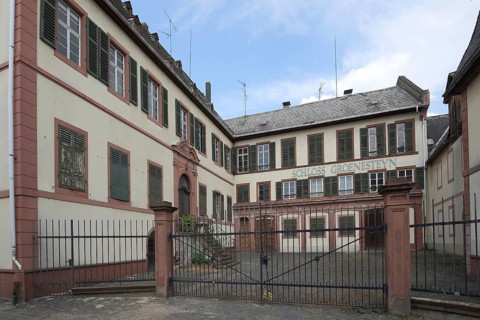 Courtyard of Ritter von Groenesteyn Castle, Rüdesheim, Rheingau, Taunus, Hesse, Upper, Middle Rhine