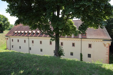 Building of historical fortress, Rüsselsheim, Hesse, Germany, Europe