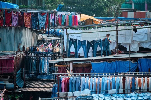 MUMBAI, INDIA, OCTOBER 31, 2019: Dhobi Ghat Mahalaxmi Dhobi Ghat is open air laundromat lavoir in