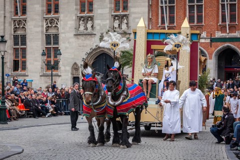 BRUGES, BELGIUM, MAY 17: Annual Procession of the Holy Blood on Ascension Day. Locals perform an