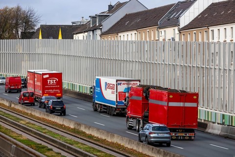 Motorway A40, Ruhrschnellweg, in Essen, route through the city centre, is affected by a possible