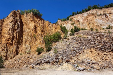 Disused Vatter porphyry quarry, Dossenheim, Baden-Württemberg, Germany, Europe