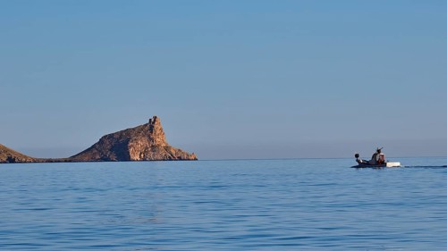 Fishing boat, Castello di Punta Troia, near, harbour, Martettimo town, Marettimo, Egadi Islands,