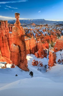 Bryce Canyon in winter, view from Sunset Point, limestone hoodoos, Bryce Canyon National Park,