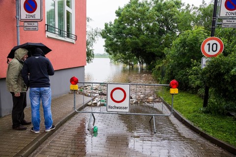 Flood at the mouth of the Weißeritz