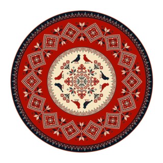 Traditional Polish embroidery round symbol, vector template. Isolated objects over white background