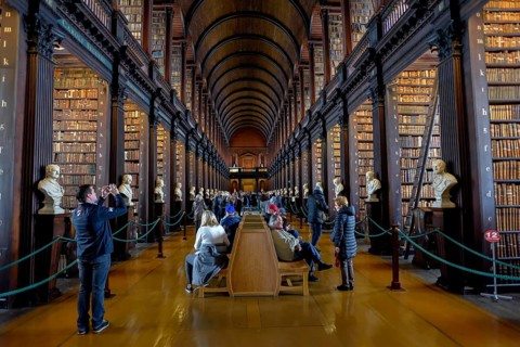 Long Room, the old library of Trinity College, University, Dublin, Republic of Ireland