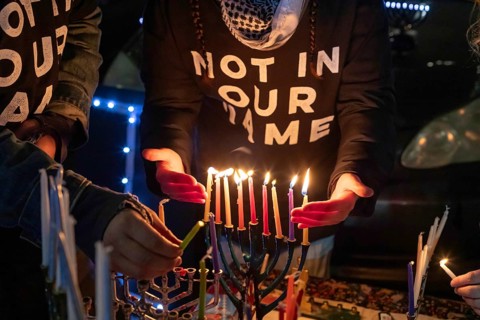 Detroit, Michigan USA, 7 December 2023, On the first night of Hanukkah, Jews for Ceasefire gathered