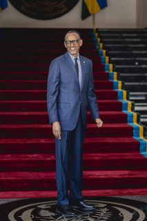 Paul Kagame, President of Rwanda, pictured during a joint meeting with Annalena Bärbock (not